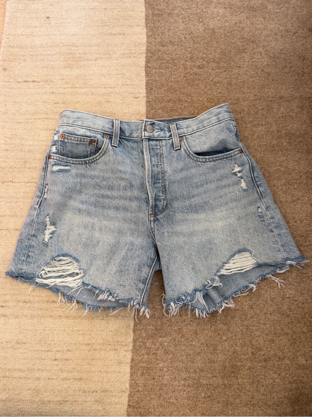Denim Forum Distressed High Waisted Shorts - Womens